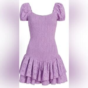 NWT Likely Tayaisha Smocked‎ Cotton Eyelet Violet Mini Spring Summer Dress Sz 4